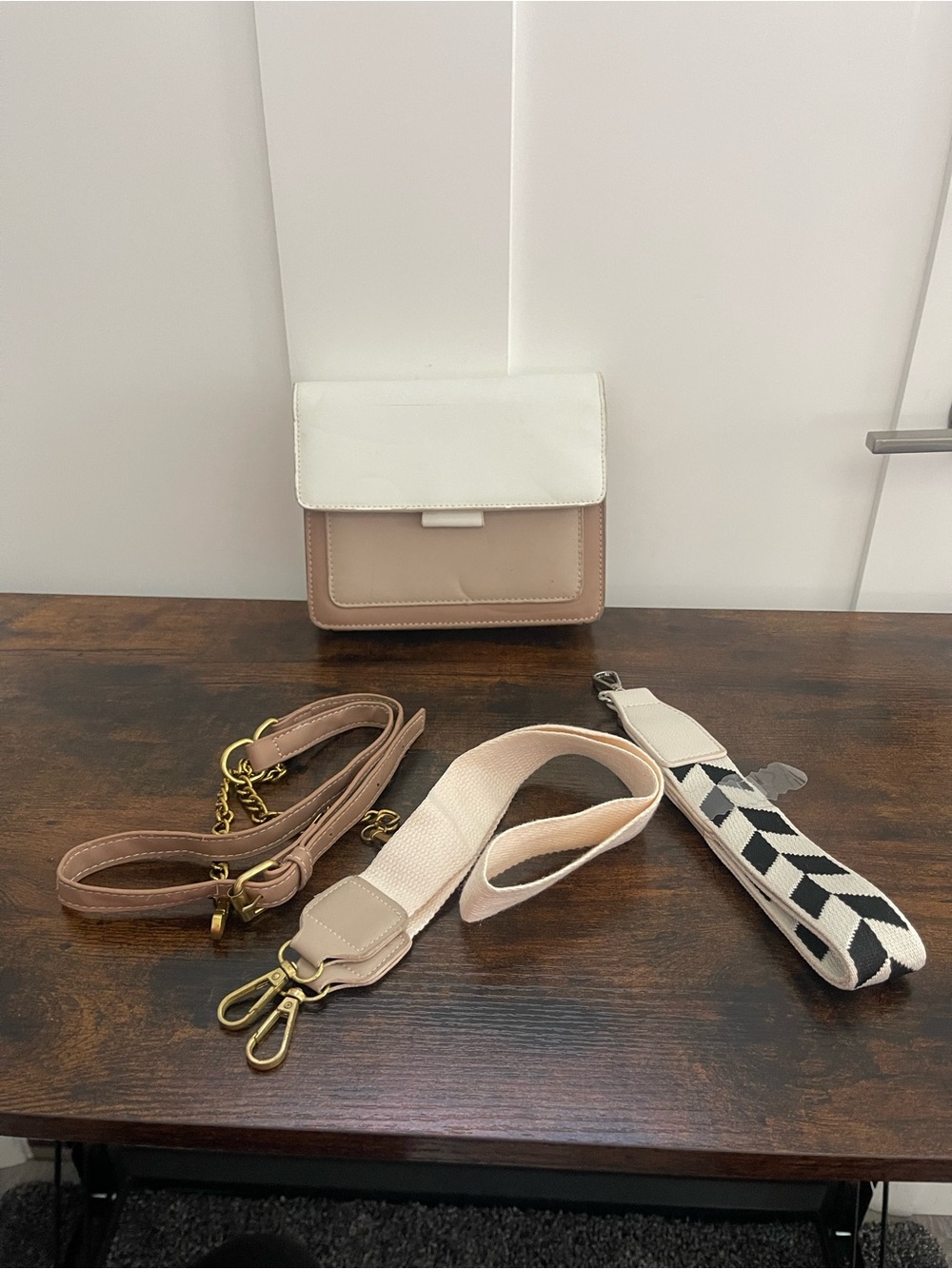 Women's Two-Tone Beige and White Crossbody Bag
